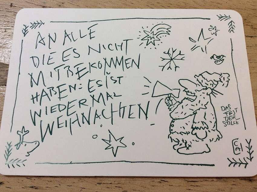 Danke für die Erinnerung. Weihachtskarte gedruckt im Letterpress-Workshop der Druckerei Werkstatt Dietz