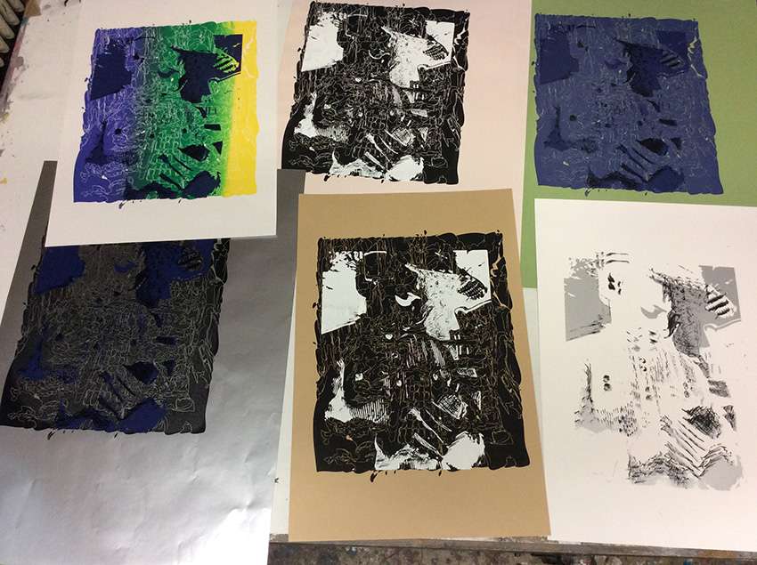 künstlerische Siebdrucke. Druckerei Werkstatt Dietz über den Dächern von München