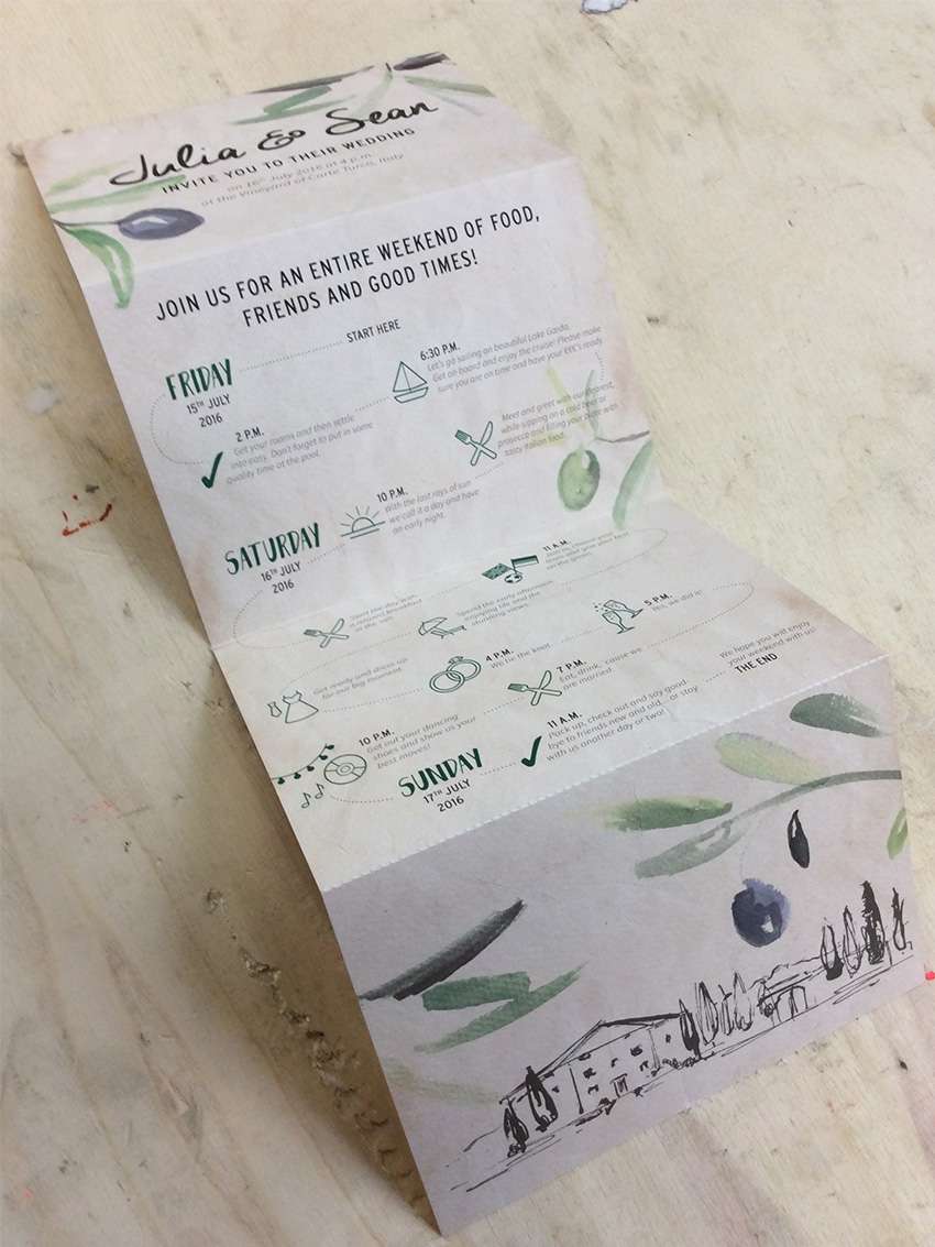 Leporello für eine Hochzeit im feinen Digitaldruck. Hochzeitskarten aus der Druckerei Werkstatt Dietz München Lange Hochzeitseinladung imLeporello-Falz auf leicht strukturiertem Papier im Digitaldruck. Hochzeitskarten aus dem Münchener Westend