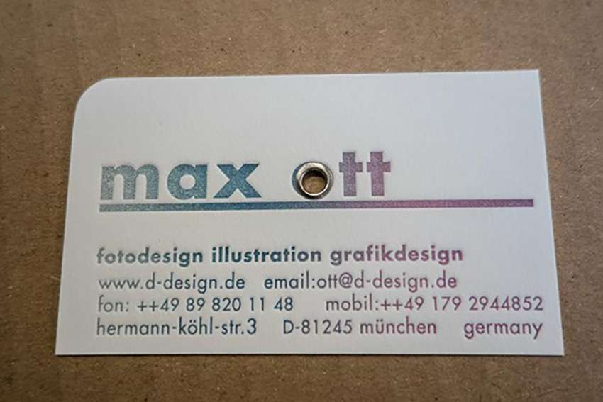 Letterpress Visitenkarten mit Öse und runder Ecke aus unserem Letterpress-Workshop