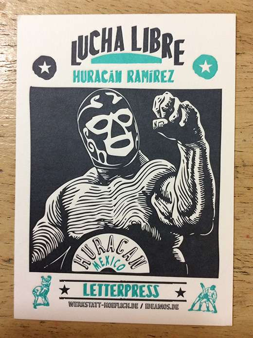 Ein Freund des Kampfsports druckte diese Karte im Letterpress-Workshop