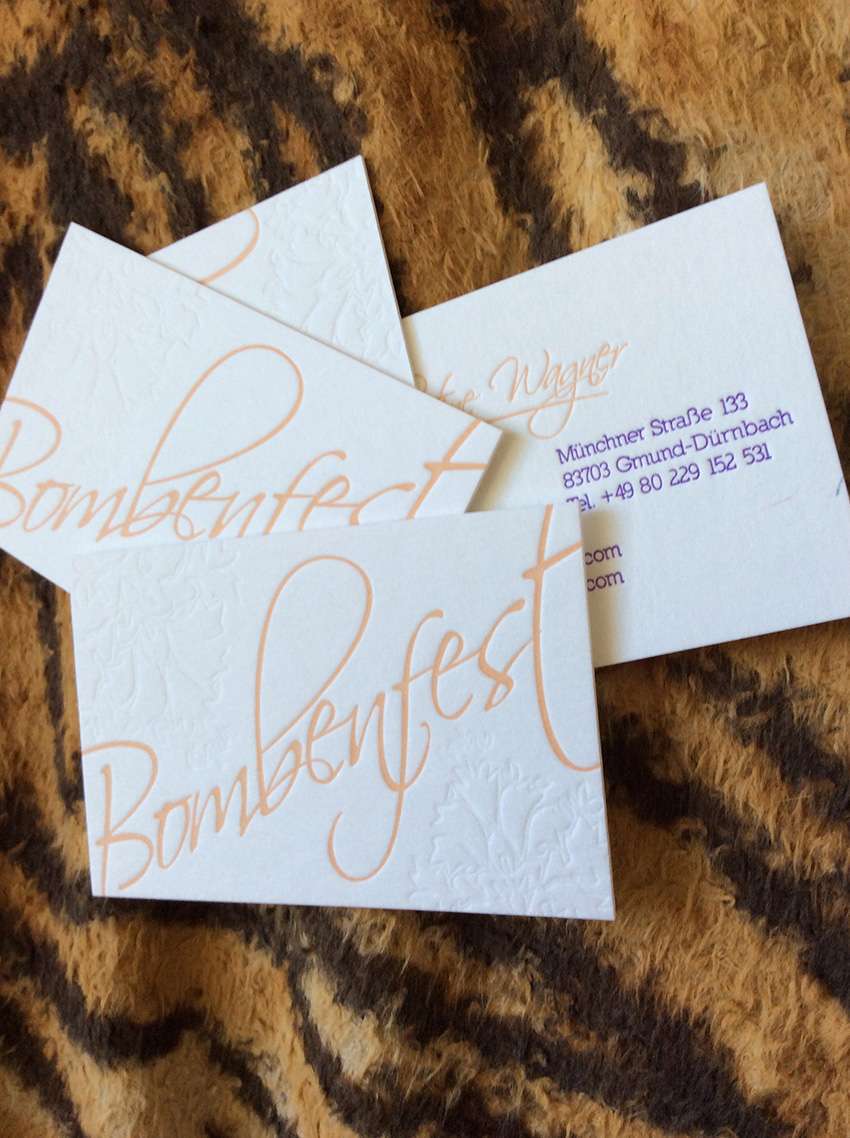 Visitenkarte mit Letterpress und Blindprägung. Druckerei Werkstatt Dietz über den Dächern von München